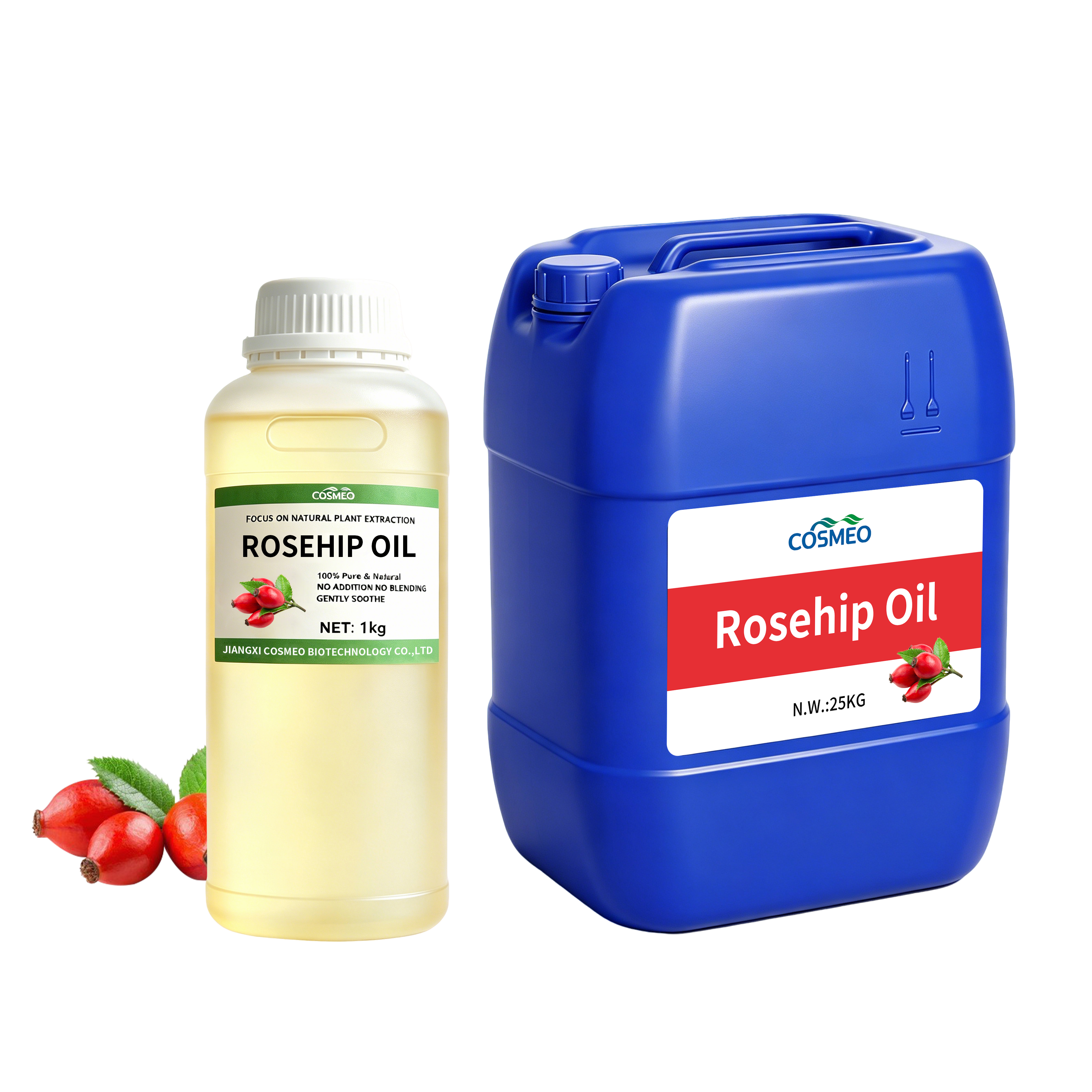 100% Pure Natural Cold Pressed Refined Rosehip Seed Oil Cosmetic Grade Light Yellow Carrier Oil 180kg Drum