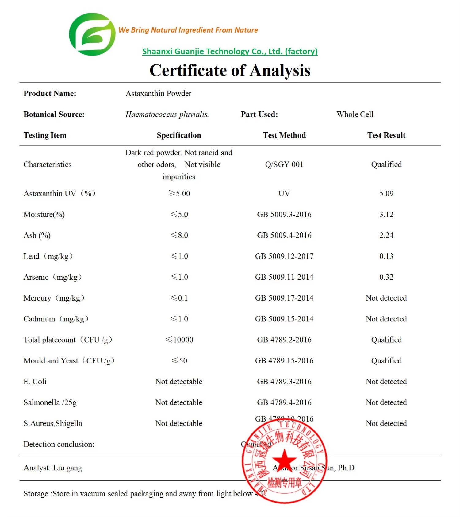 Natural Astaxanthin Powder 5% Haematococcus Pluvialis Extract Astaxanthin Powder Food Grade