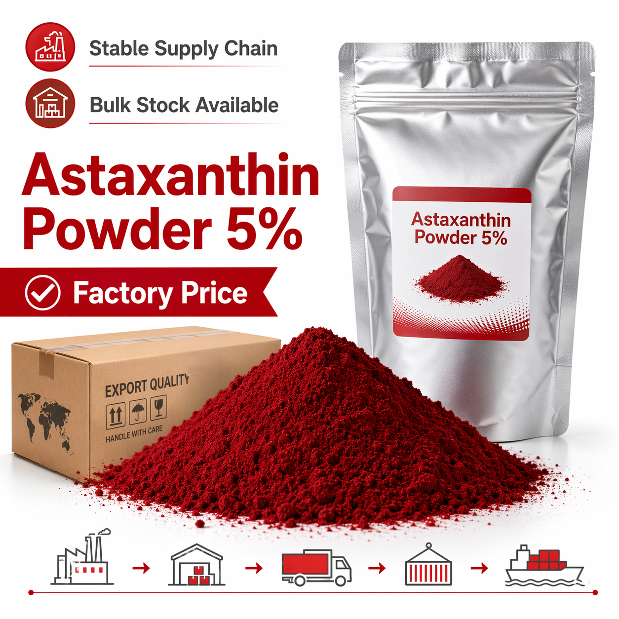 Natural Astaxanthin Powder Bulk Supply for Supplements Cosmetic Formulations Aquaculture Food Grade