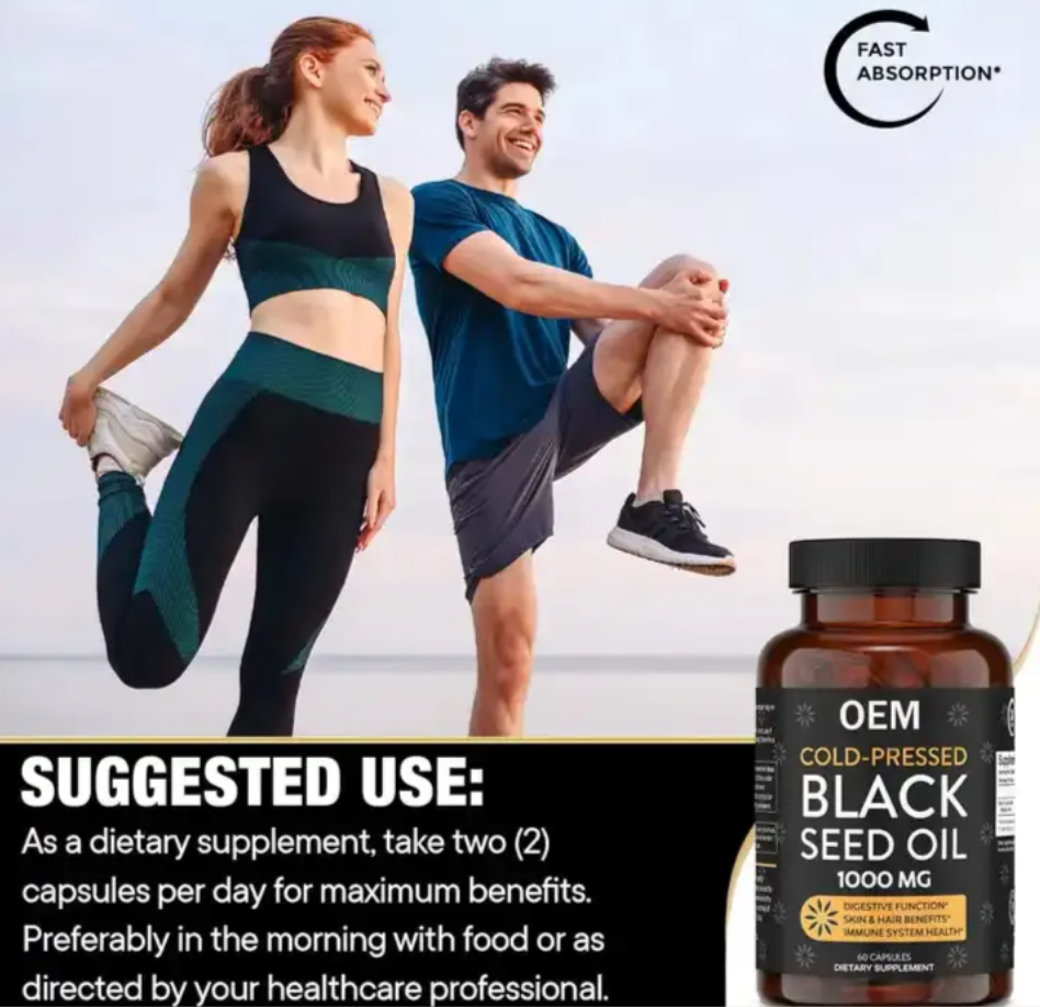 OEM Private Label Premium Cold-Pressed Black Seed Oil Softgel Capsules Nigella Sativa for Adults &amp; Beauty Products
