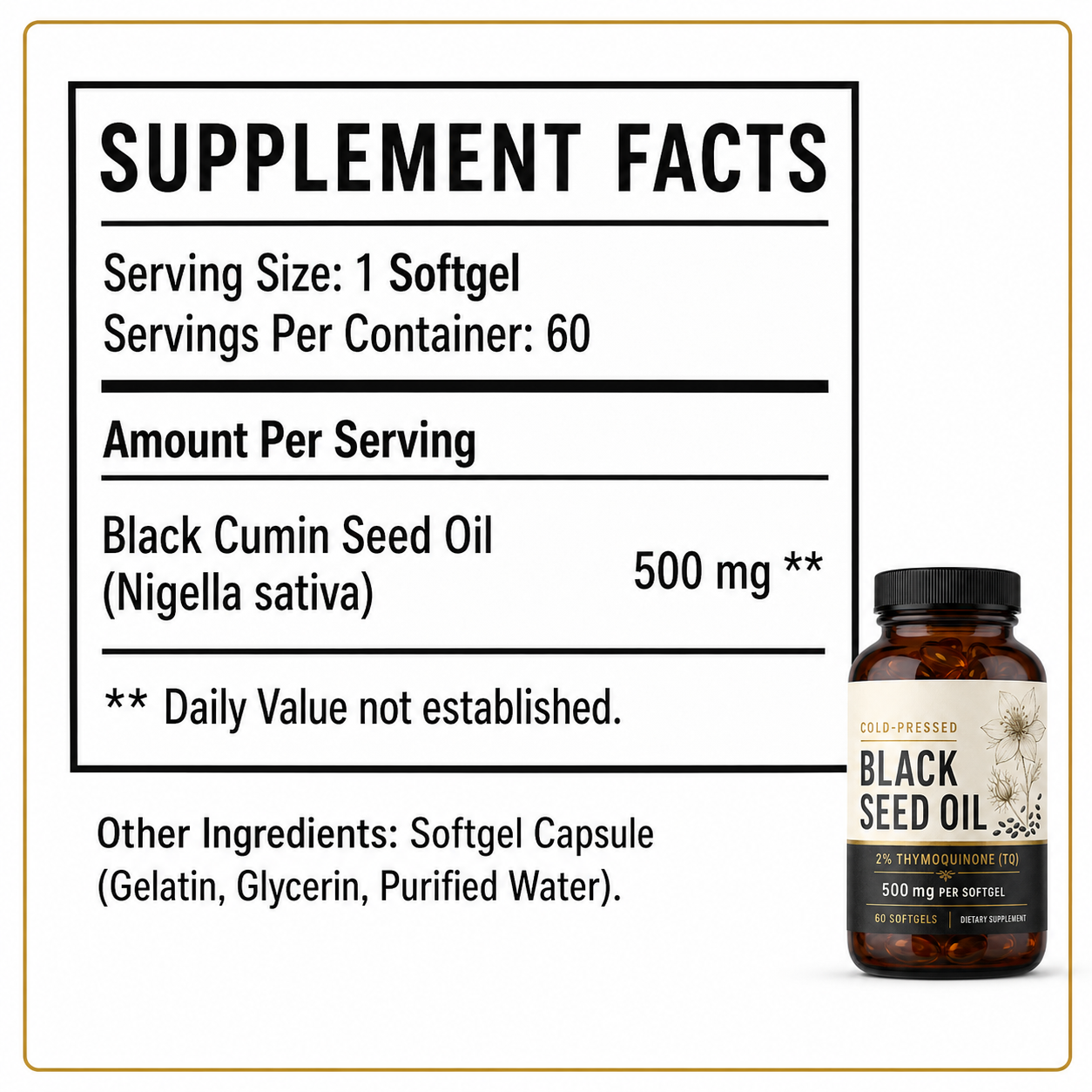 OEM Private Label Black Seed Oil Softgels Good for Immunity, Digestion, Joints, Hair and Skin