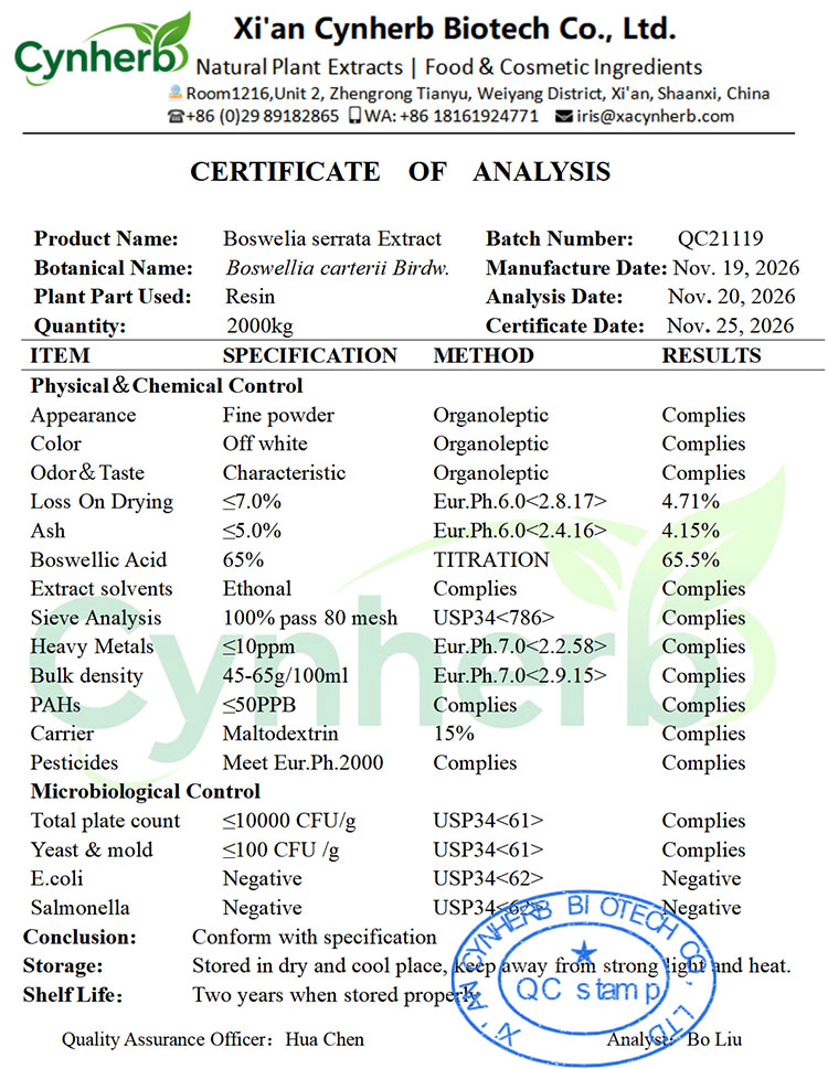 Wholesale Frankincense Boswellia Carterii Extract Boswellic Acid Powder 65% Natural Boswellia Serrata Extract