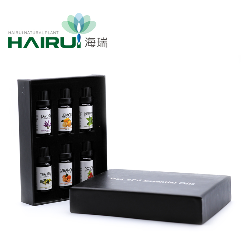 Private Label Essential Oils 10ml Lavender Peppermint Lemon Jasmine Eucalyptus Orange 6 Bottle Set