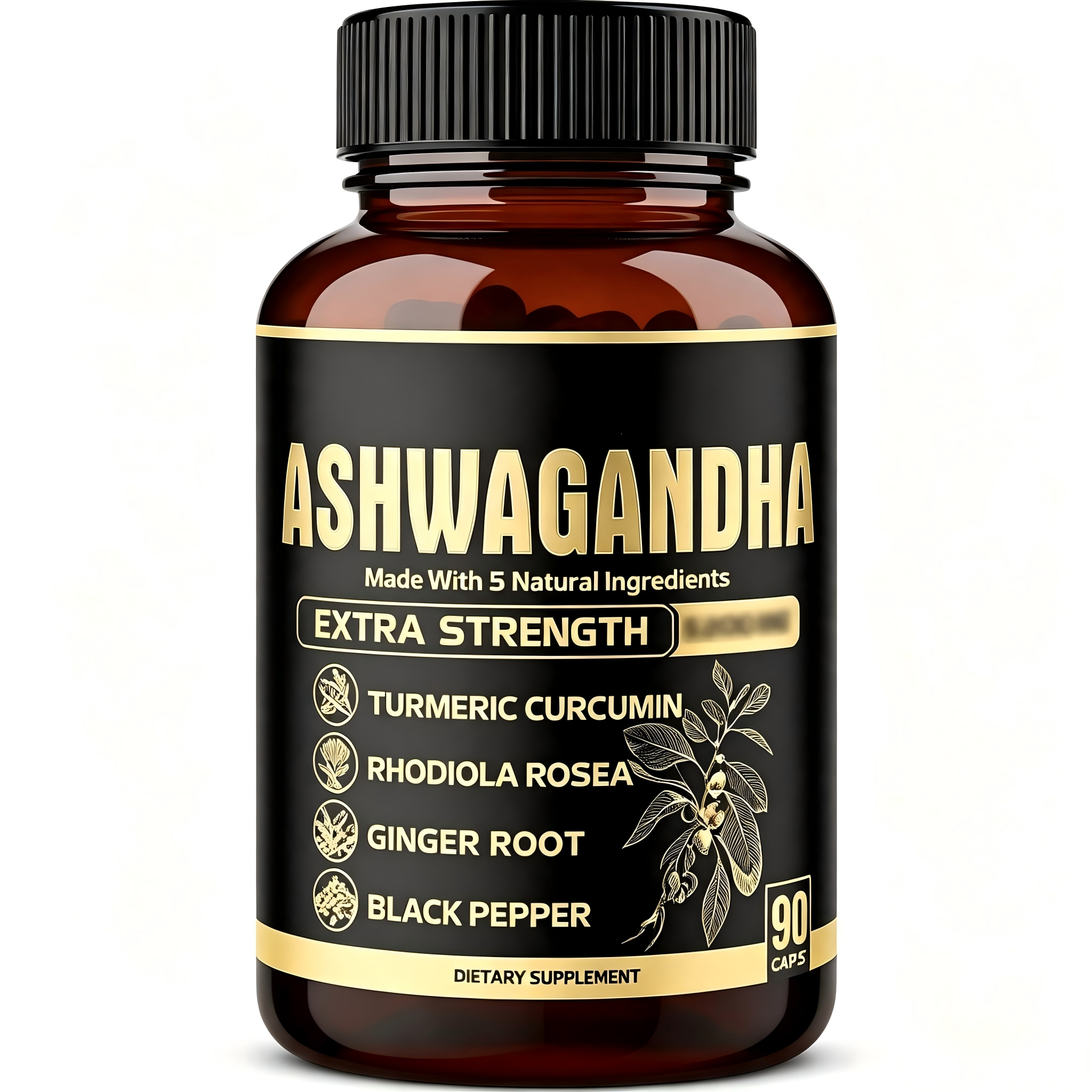 Natural Ashwagandha Root Extract Capsules For Adult Immune Support Memory Sleep Improvement Digestive Health-90 Capsules/Bottle