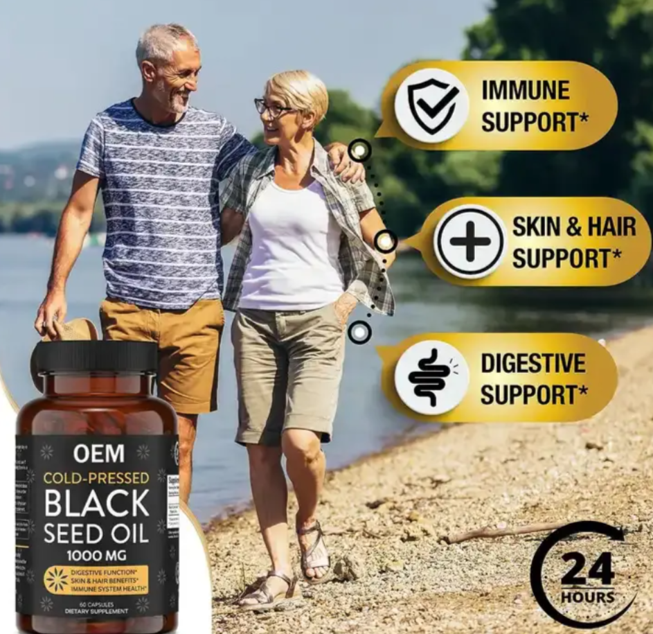 OEM Private Label Premium Cold-Pressed Black Seed Oil Softgel Capsules Nigella Sativa for Adults &amp; Beauty Products