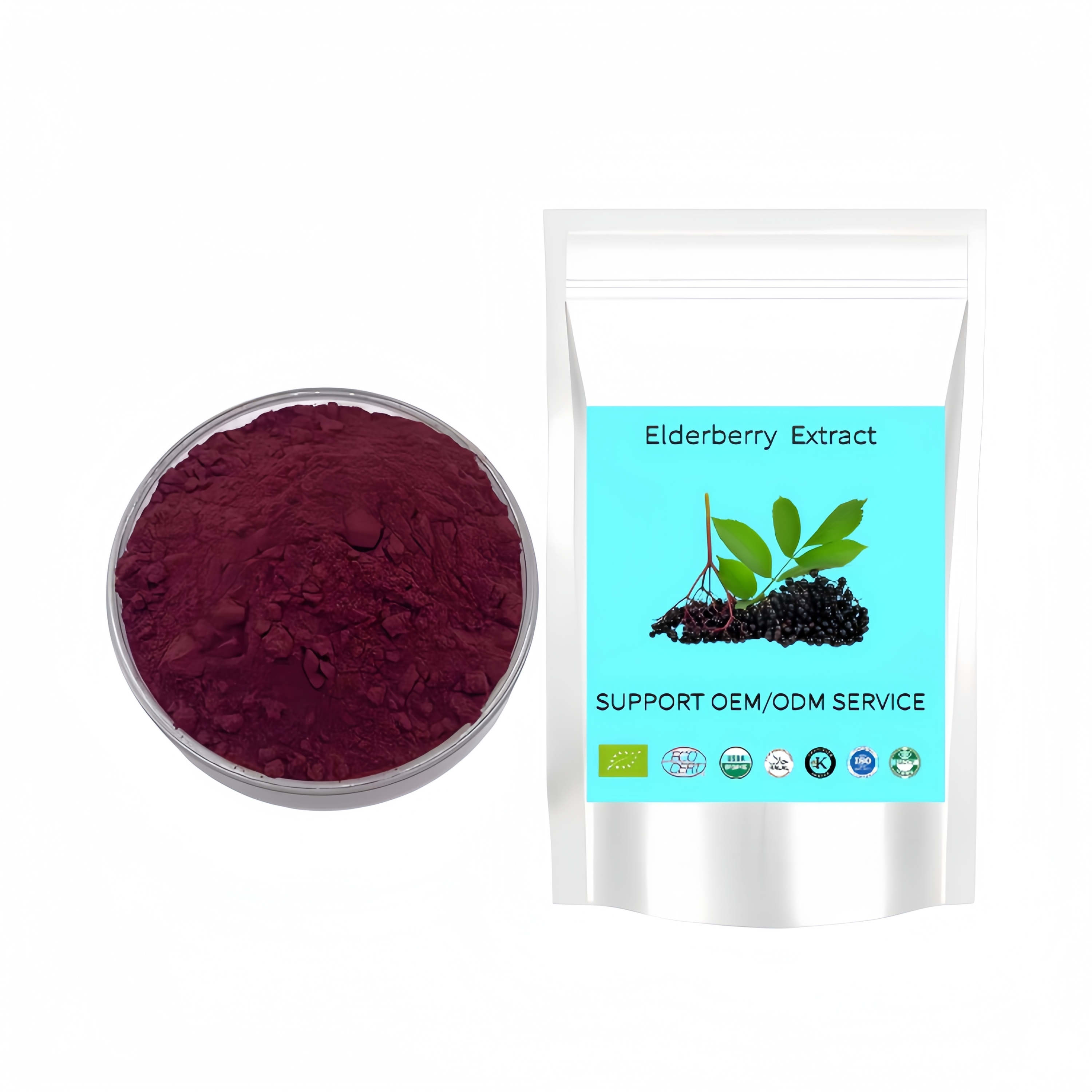 Elderberry Extract Black Elderberry Sambucus Nigra Fruit Powder Rich in Anthocyanin &amp; Flavonoids