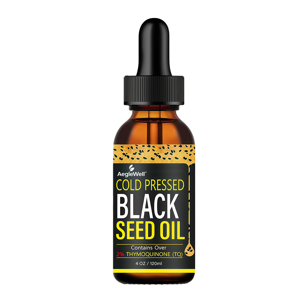 AegleWell OEM Cold Pressed Black Seed Oil 4oz/120ml Contains Over 2% Thymoquinone TQ Natural Dietary Supplement