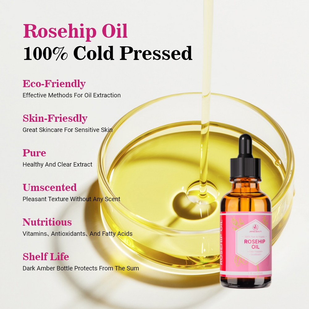 JMFREE Wholesale 100% Pure Rosehip Oil With Vitamin C Skin Smooth Whitening For Hair And Face Rosehip Oil