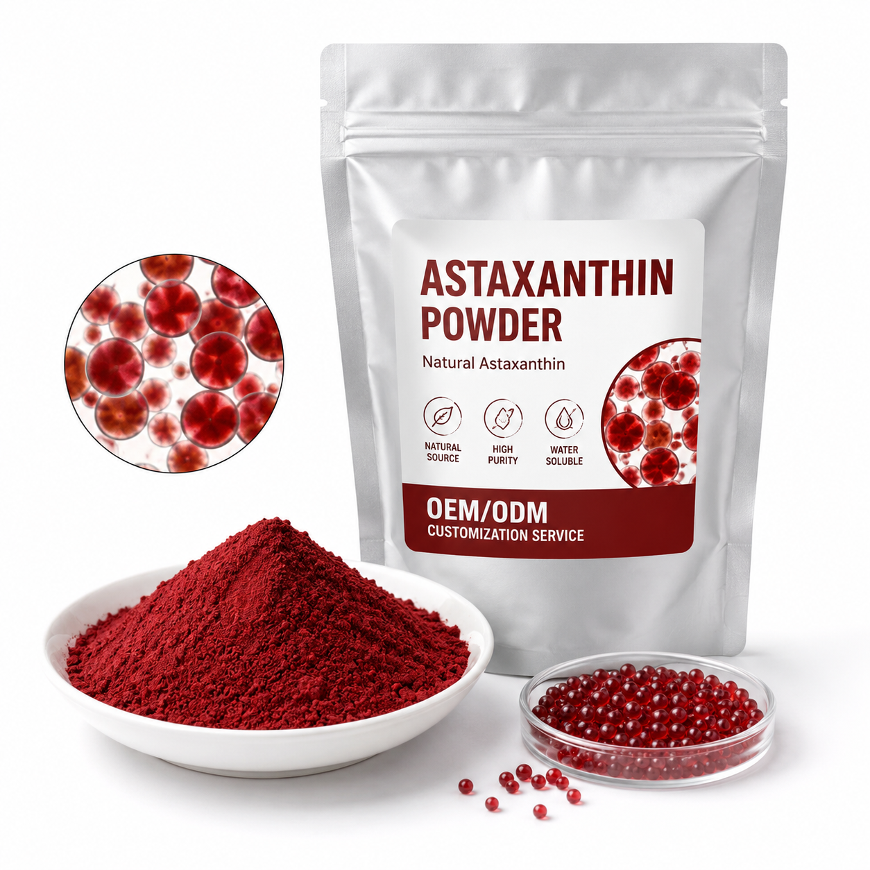 High quality Astaxanthin Extract Powder Haematococcus Pluvialis CAS 472 61 7 Private Label Wholesale Bulk Factory Supply