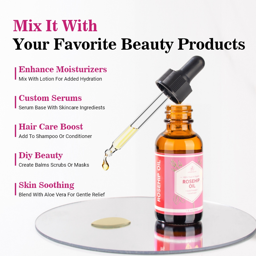 JMFREE Wholesale 100% Pure Rosehip Oil With Vitamin C Skin Smooth Whitening For Hair And Face Rosehip Oil