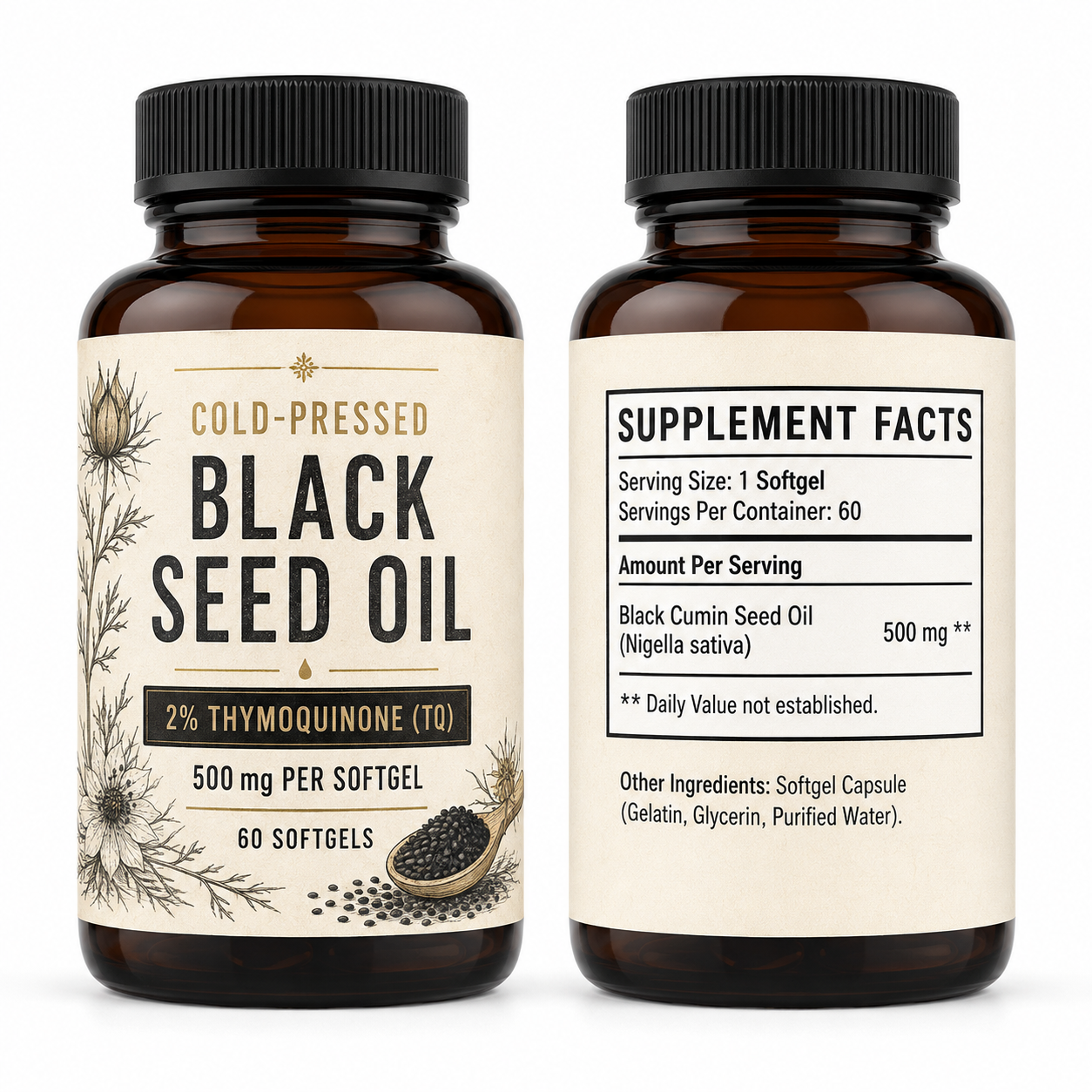 OEM Private Label Black Seed Oil Softgels Good for Immunity, Digestion, Joints, Hair and Skin