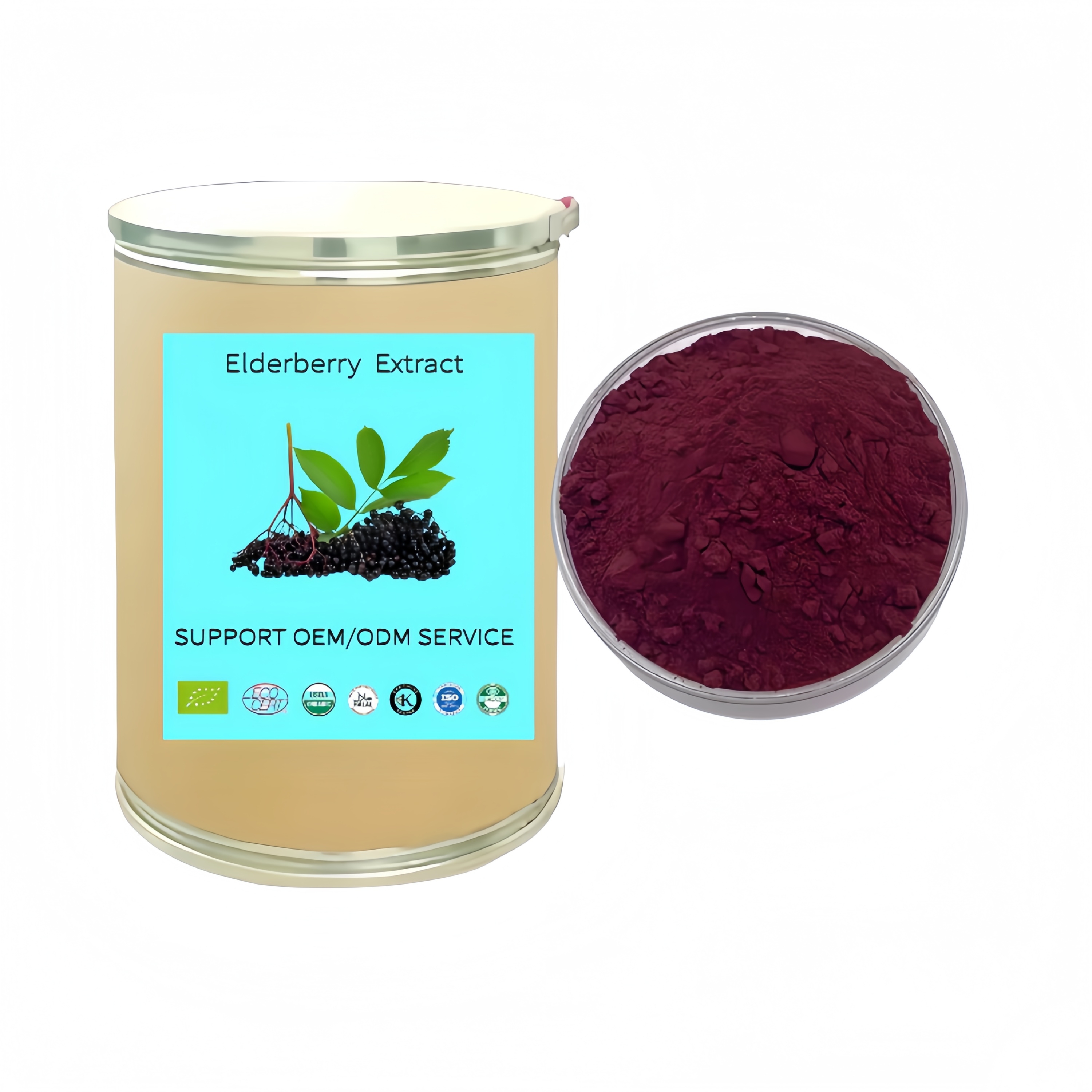 Elderberry Extract Black Elderberry Sambucus Nigra Fruit Powder Rich in Anthocyanin &amp; Flavonoids