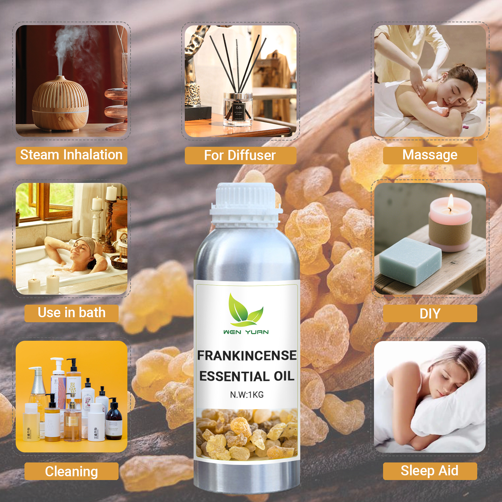Frankincense Essential Oil Manufacturer 100% Pure Organic Cosmetic Grade Low MOQ Wholesale for Anti Aging Skin Repair Face Care