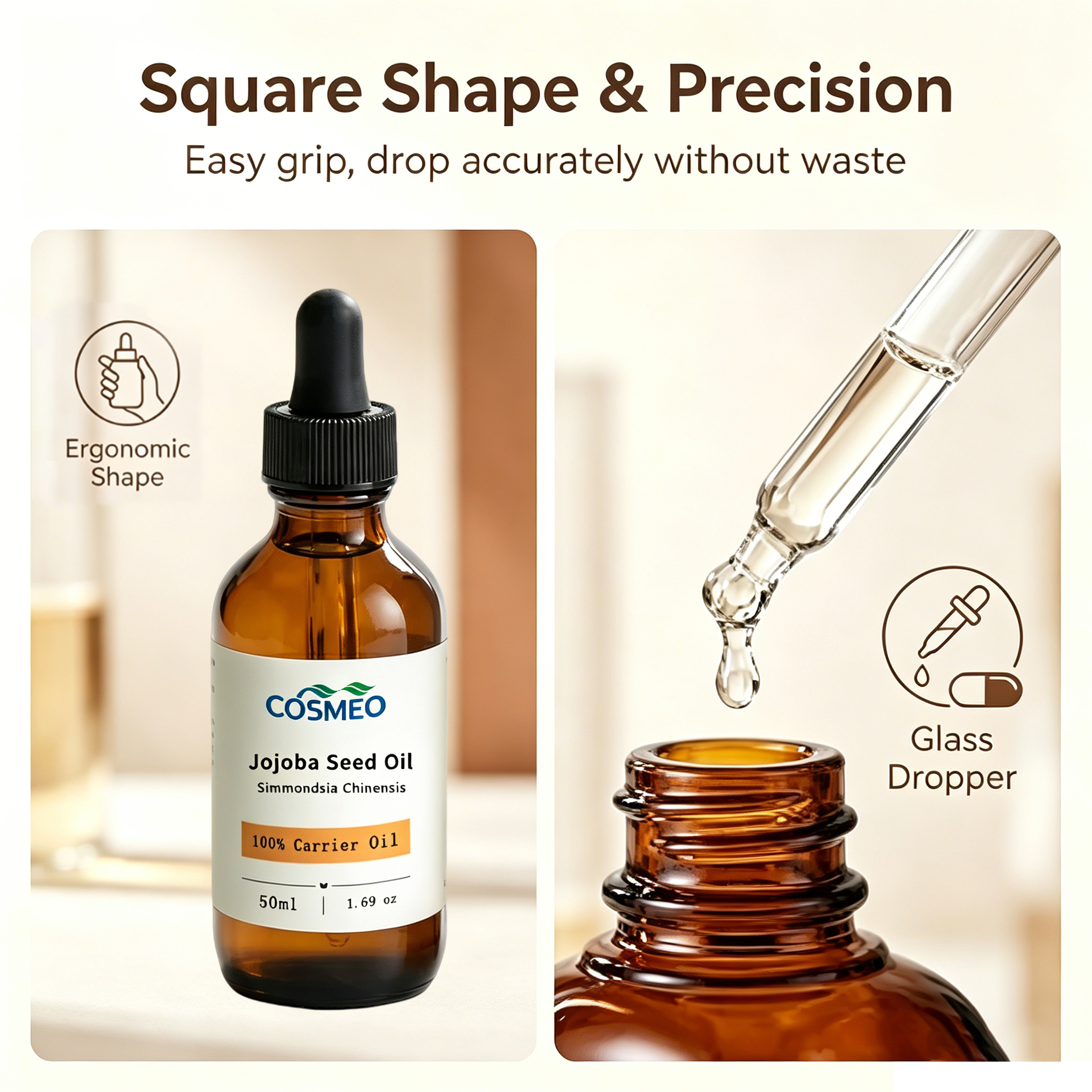 KSMA Private Label Cold Pressed Golden Jojoba Oil 50ml 100% Pure Natural CE Certified For Skin Moisturizing Hair Care Body